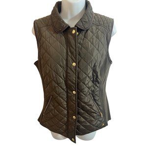 JOULES GREEN AND GOLD ZIPPER WOMENS PUFFER VEST SIZE 8